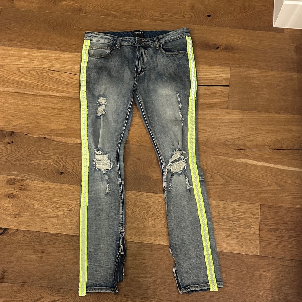 Men's Skinny Jeans with Neon Accents